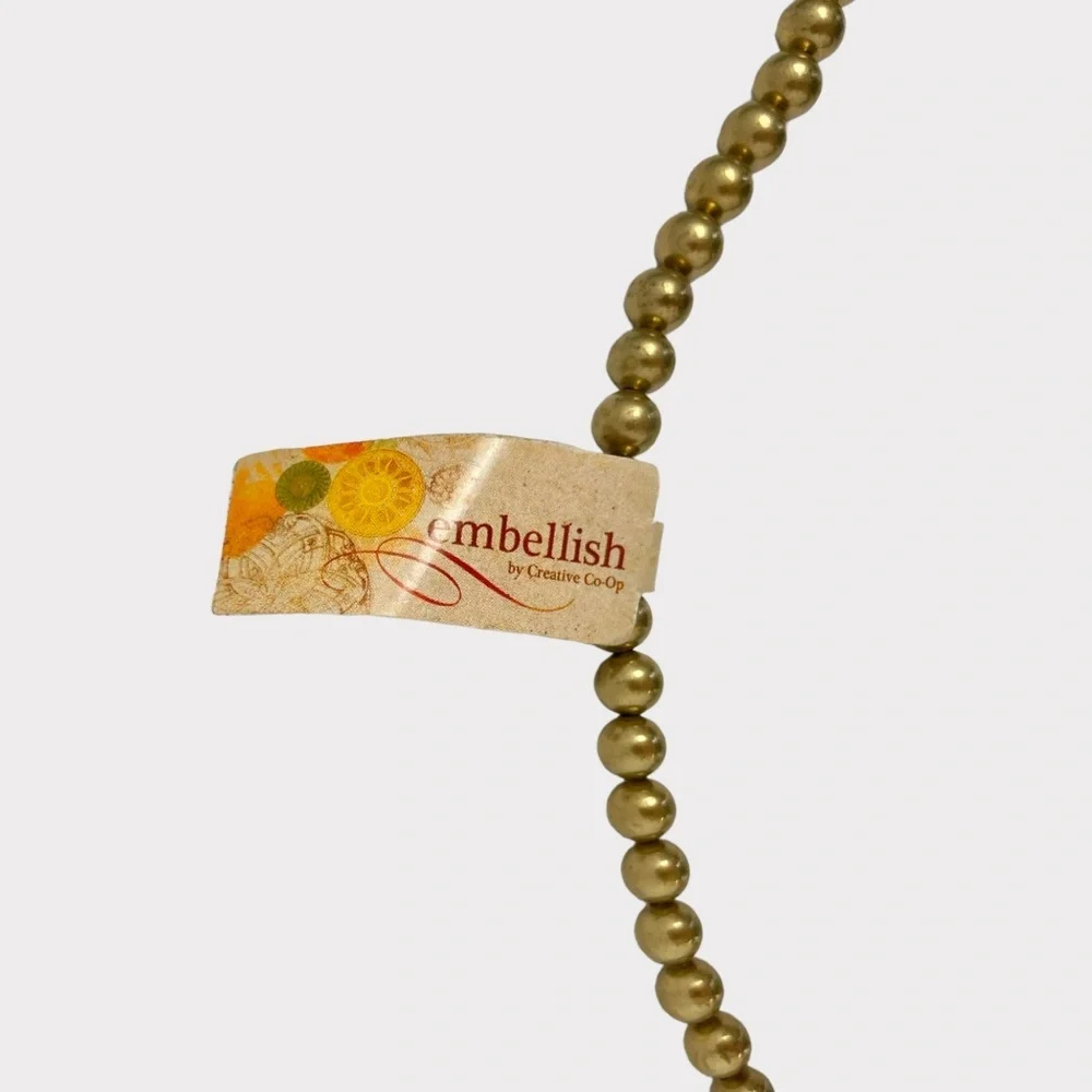 Pink Agate Slice Pendant Gold Rim Beaded‎ Necklace Creative Co-Op